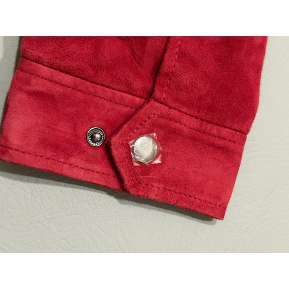 Paul Fredrick Suede Leather Jacket Mens L Red New Zip Front Harrington jacket - Picture 8 of 16